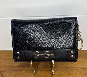 Jessica Simpson Python Print Small Wallet Keychain Black NWOT